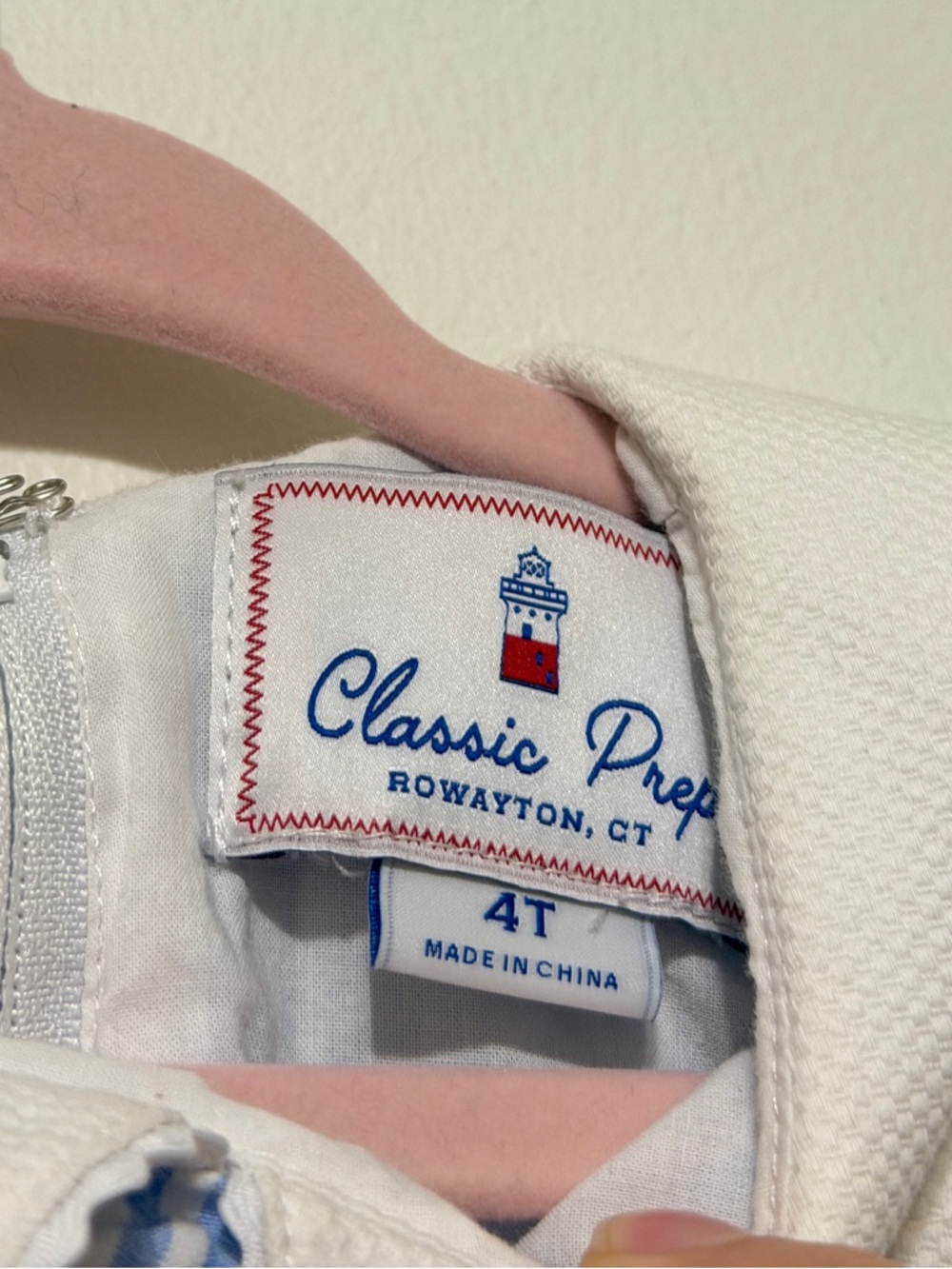 Classic Prep Striped Seersucker Dress 4T Embroidery Sailboat Petal Collar - Picture 4 of 10